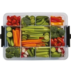 Snacklebox med 11 rom og bambusbrett 30x40,5 cm bambus