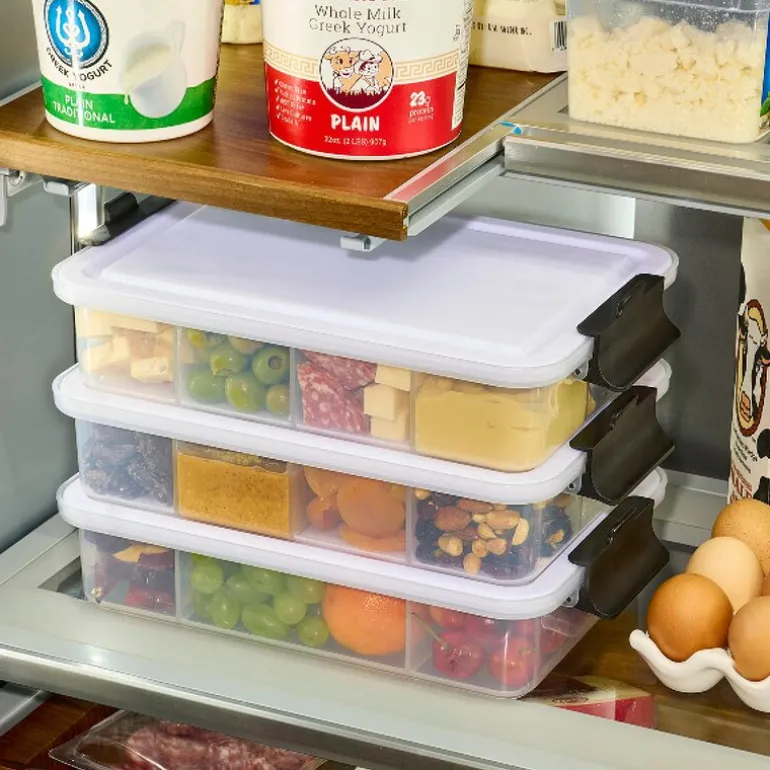Snacklebox med 7 rom og plastbrett 20x33 cm hvit