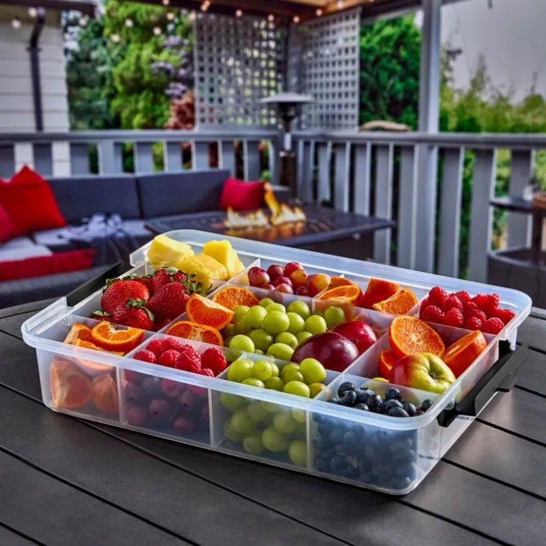 Snacklebox med 11 rom og plastbrett 30x40,5 cm hvit