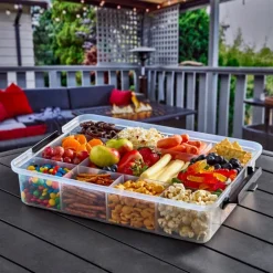Snacklebox med 11 rom og plastbrett 30x40,5 cm hvit