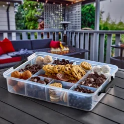 Snacklebox med 11 rom og plastbrett 30x40,5 cm hvit
