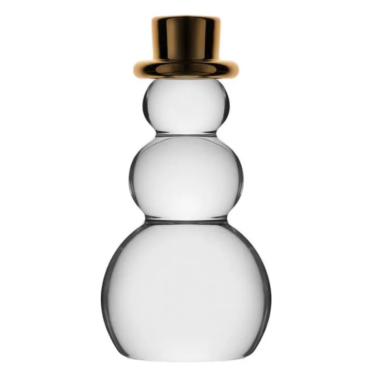 Snømann dekorasjonsfigur 11 cm gullhatt