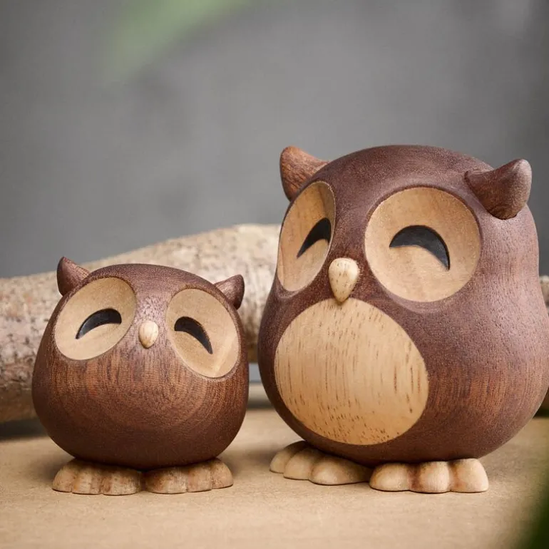 Sofia ugle trefigur 5 cm gummitre/sapele