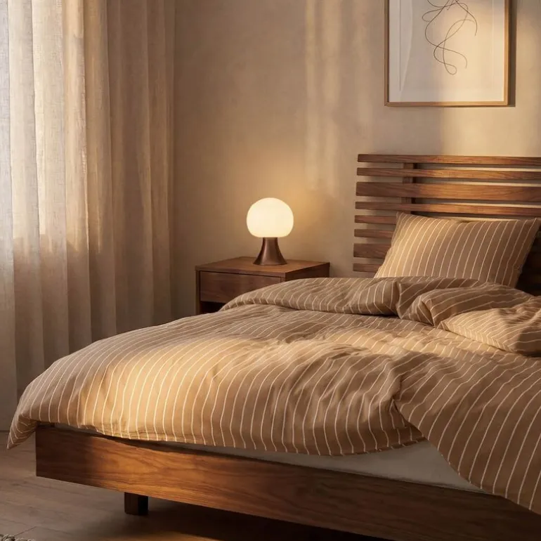 Soft sengesett 140x200 cm karamell/offwhite