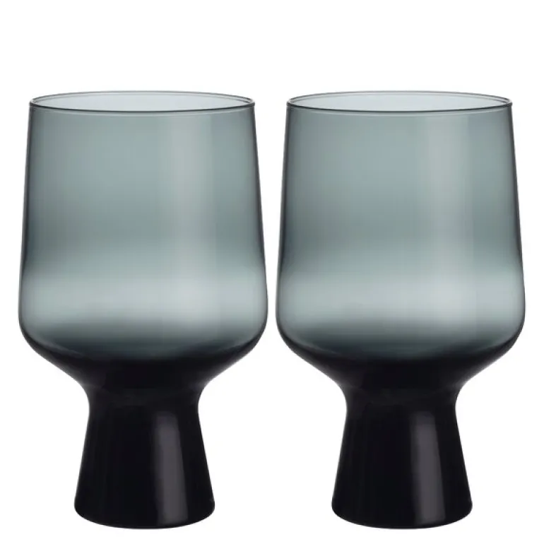 Solare glass på fot 40 cl 2 stk stålgrå