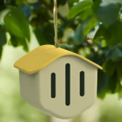 Sommerfuglhus 14 cm beige gul