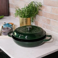 Støpejern sautépanne med lokk 3,5L 30,5 cm