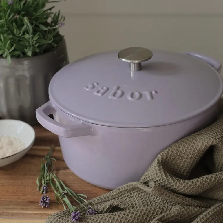 Støpejernsgryte 24 cm 4,4L lavendel