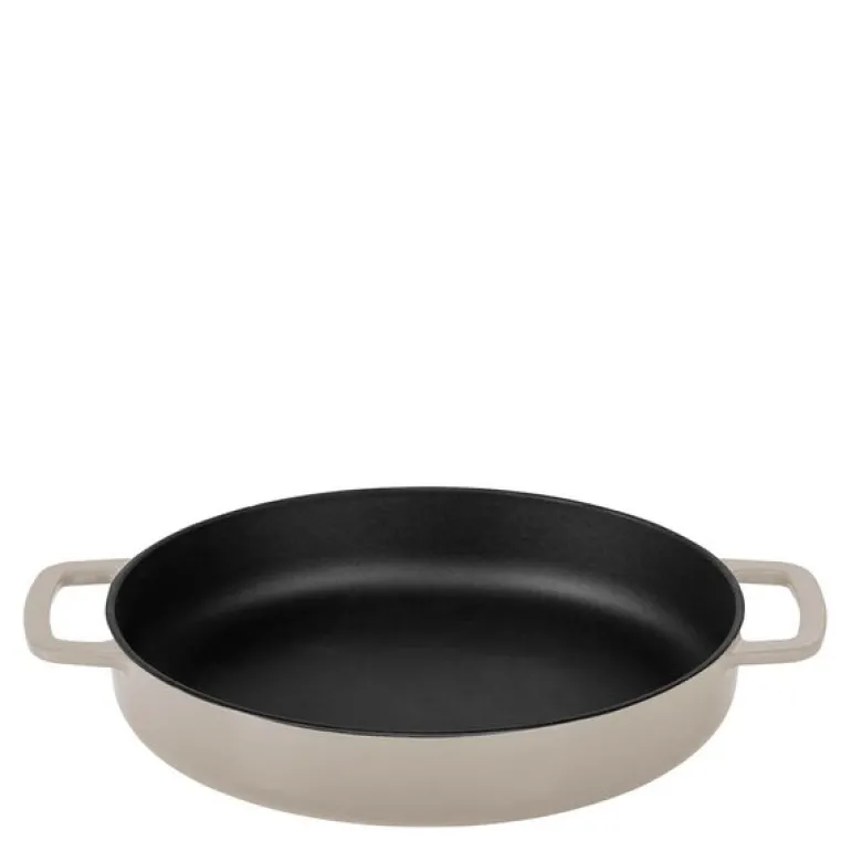 Støpejernspanne emaljert 28 cm sand