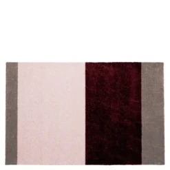 Stripes horisontal gulvmatte 90x60 cm bordeaux/rose/sand