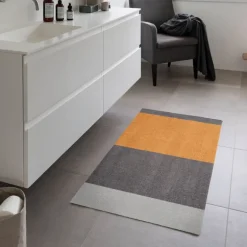 Stripes horisontal gulvmatte 120x67 cm dijon/grey