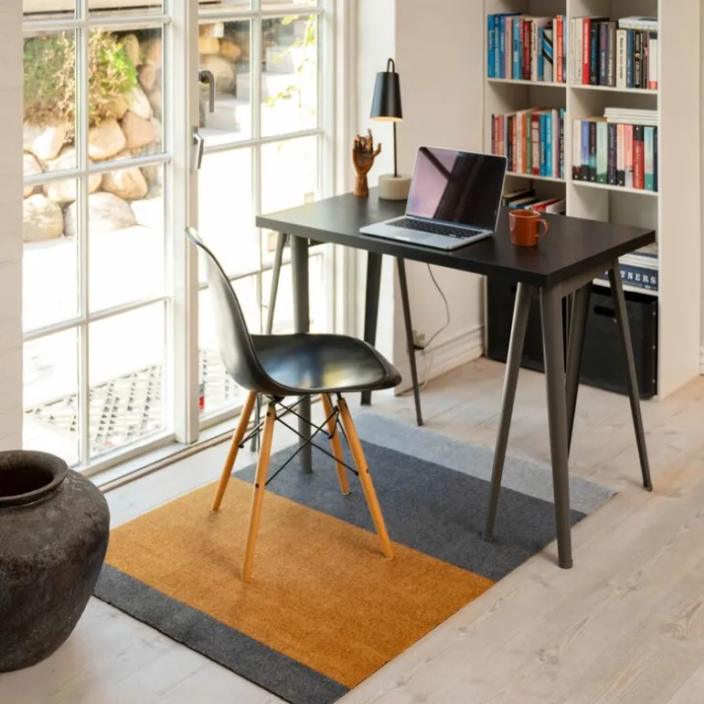 Stripes horisontal gulvmatte 130x90 cm dijon/grey