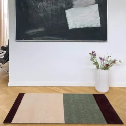 Stripes horisontal gulvmatte 120x67 cm bordeaux/green/ivory