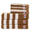 Stripet frottéhåndkle 30x50 cm fudge/snow white