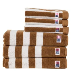 Stripet frottéhåndkle 70x130 cm fudge/snow white