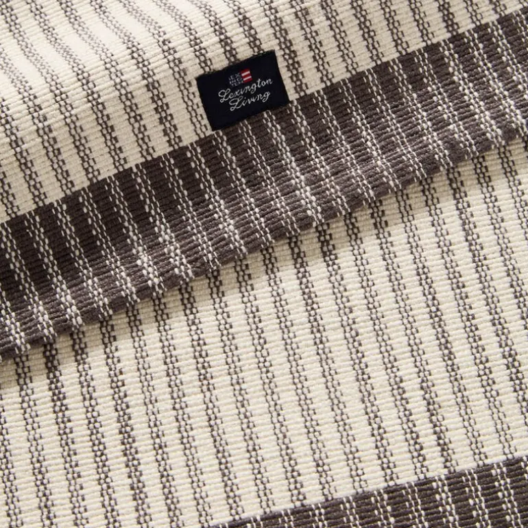 Stripet løper ribbed 50x150 cm mørkgrå/hvit