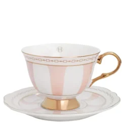 Strisce kopp med skål 22 cl Rosa/gull