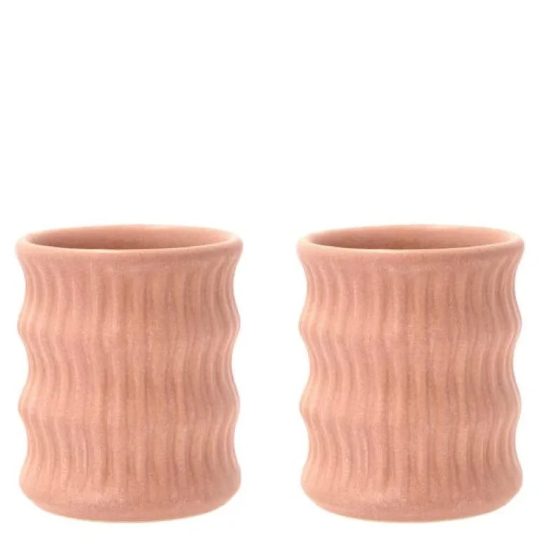 Styles krus m/ riflet mønster 30 cl 2 stk pink