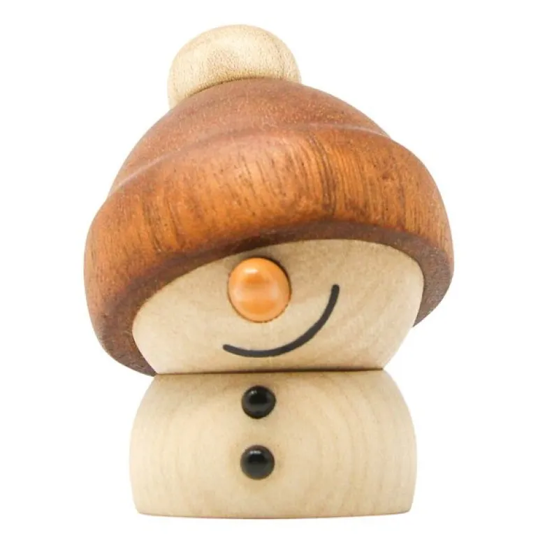 Sundae snømann trefigur 6 cm sapele/lønn