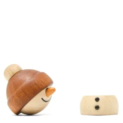 Sundae snømann trefigur 6 cm sapele/lønn