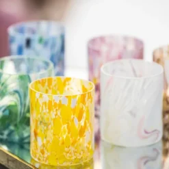 Swirl drikkeglass/lykt 35 cl gul multi