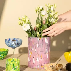 Swirl lykt/vase 19 cm rosa