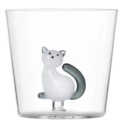 Tabby Cat vannglass 35 cl katt grå hale
