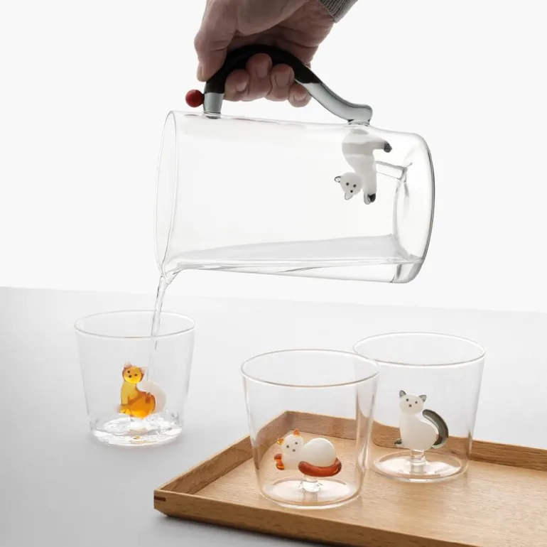 Tabby Cat vannglass 35 cl katt med hvit hale