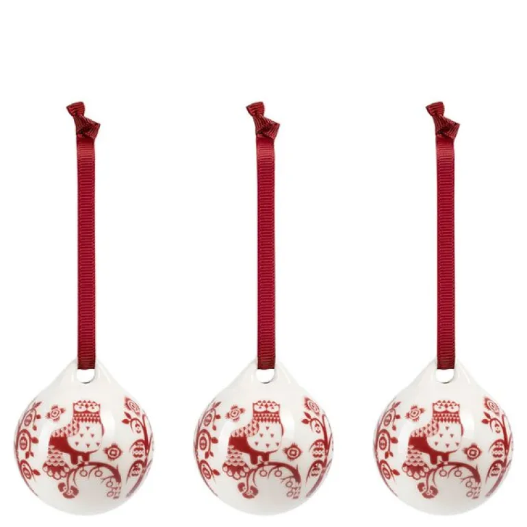 Taika dekorasjon 5 cm 3 stk granatrød