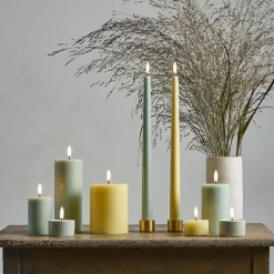 Taper Candles slim LED-kronelys 2,3x32 cm 2 stk dusty green
