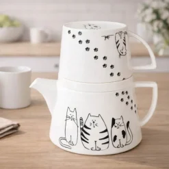 Tea For Me tekanne og krus 40 cl Funny Cats