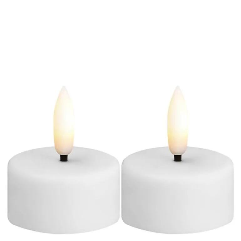 Tealight Candle LED telys 2 stk 3,9x2 cm hvit