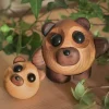 Teddy bjørn trefigur 8 cm ask/valnøtt