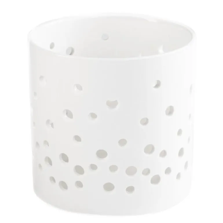 Telysholder stor dots 10 cm hvit