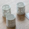 T-lysholder dots 7,5x6,5 cm hvit