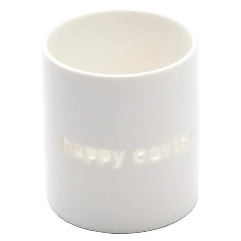T-lysholder Happy Easter small hvit