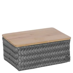 Top Fit Medium høy oppbevaringskurv m/lokk 24x18x11 cm  dark grey