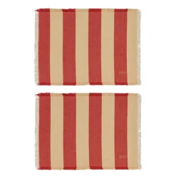 Toppu bordbrikke 48x36 cm 2 stk red/offwhite