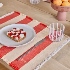 Toppu bordbrikke 48x36 cm 2 stk red/offwhite