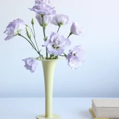 Trumpet vase/lysestake 24 cm gul