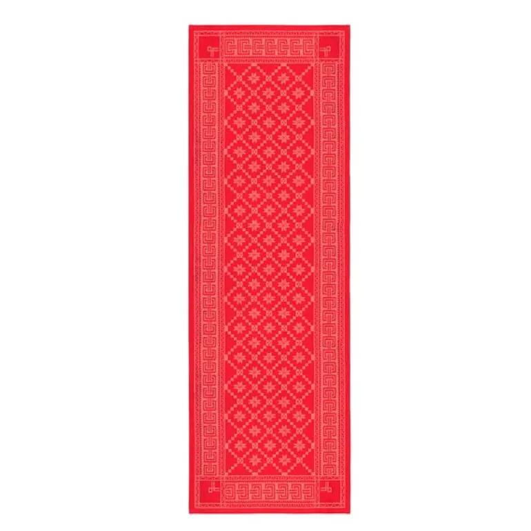 Åttebladrose løper 50x150 cm rød
