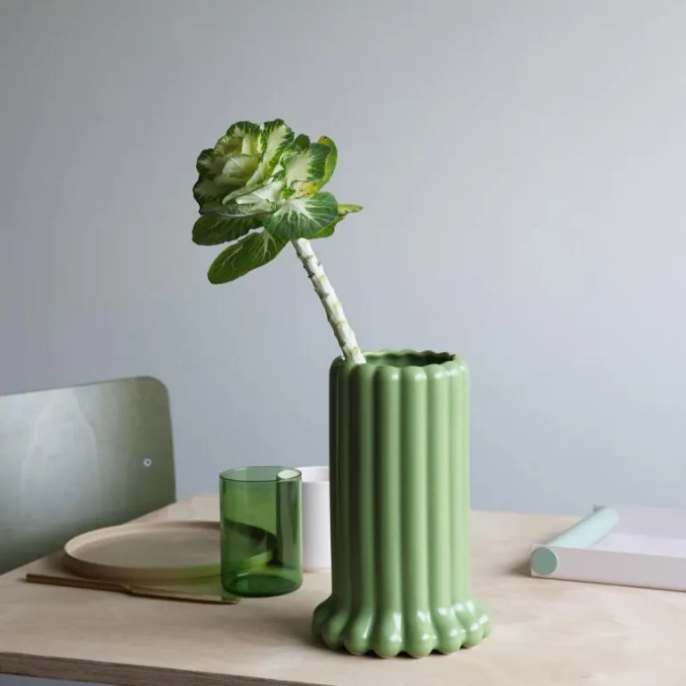 Tubular vase 24 cm grønn