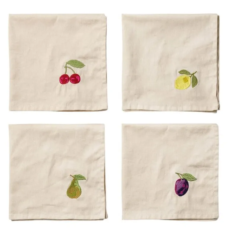Tutti Frutti tøyserviett 40x40 cm 4 stk beige/multi