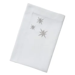 Tøyserviett 50x50 cm hvit med broderte sølvstjerner