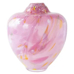 Unik skulptur kunstglass L 31 cm rosa multi