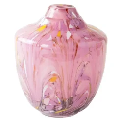 Unik skulptur kunstglass S 17 cm rosa multi