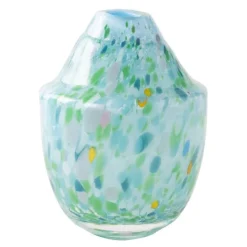 Unik skulptur kunstglass S 17 cm grønn multi