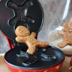 Vaffeljern pepperkakemann jul rød/svart