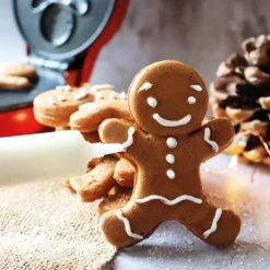 Vaffeljern pepperkakemann jul rød/svart