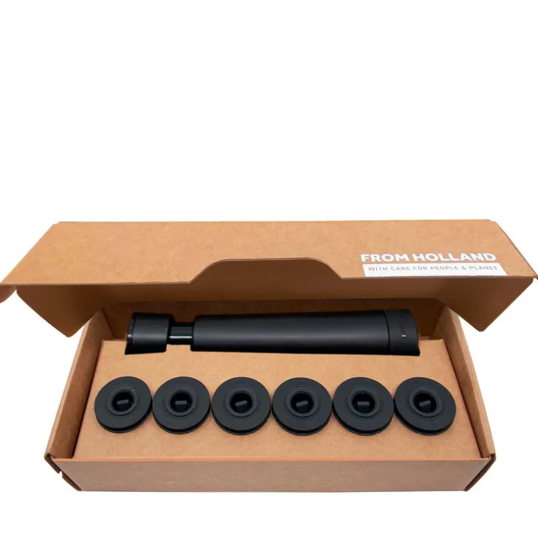 Vakuumforsegler vin 6 stk stoppers gaveeske svart